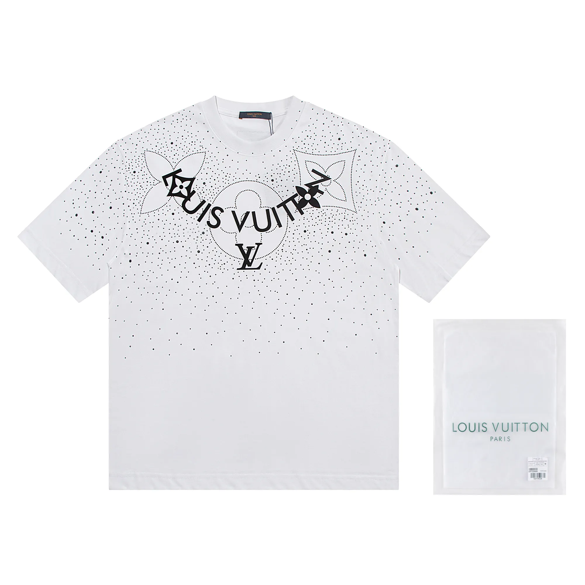 🅿️180 louis vuitto*2026 latest short-sleeved T-shirt (hot diamond) Material: Made of high version 300g double yarn combed cotton Size: S M L XL Color: black white Style number: W2652